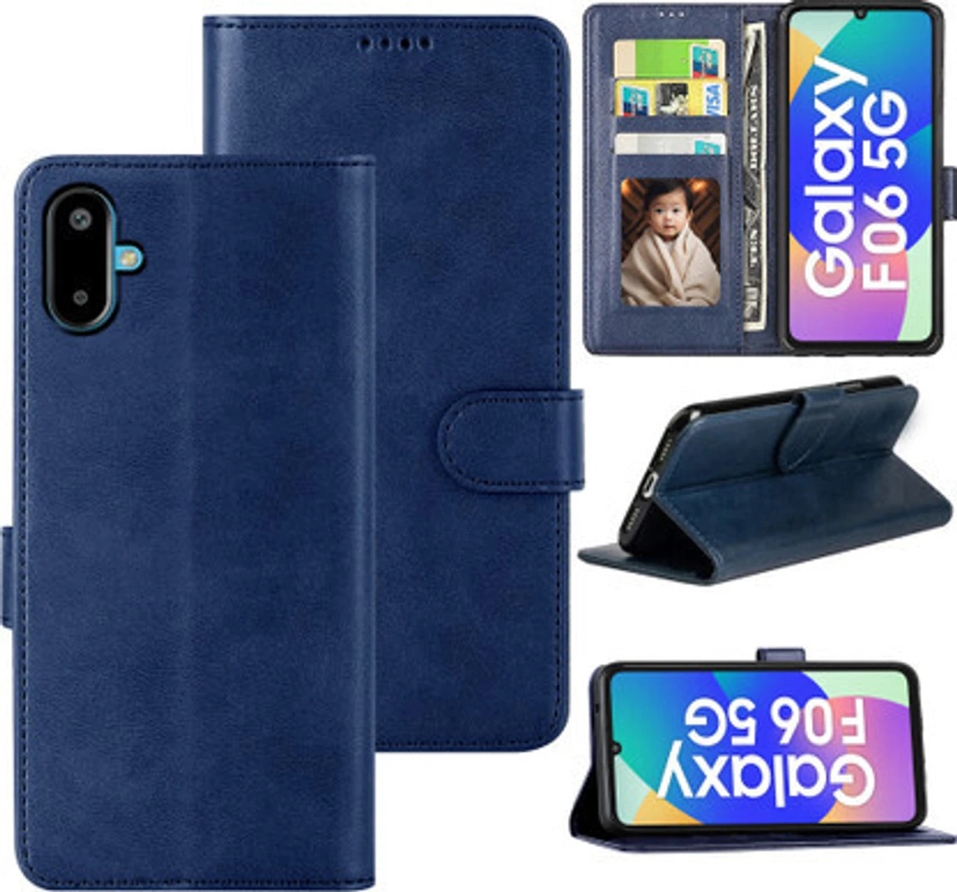 Flip Cover for Samsung Galaxy F06 5G / M06 5G (Blue, Dual Protection, Wallet Case)