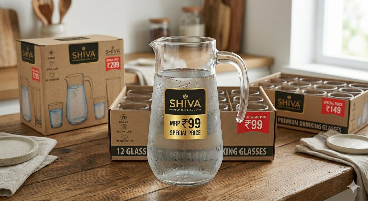 SHIVA Premium Tempered Glass Water Jug