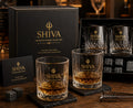 SHIVA Premium Whisky Glass Set | Pack of 6 with Whisky Stones & Gift Box