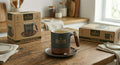 SHIVA Premium Tea Cup Set of 2 | Ceramic Mug with Wooden Base & Saucer