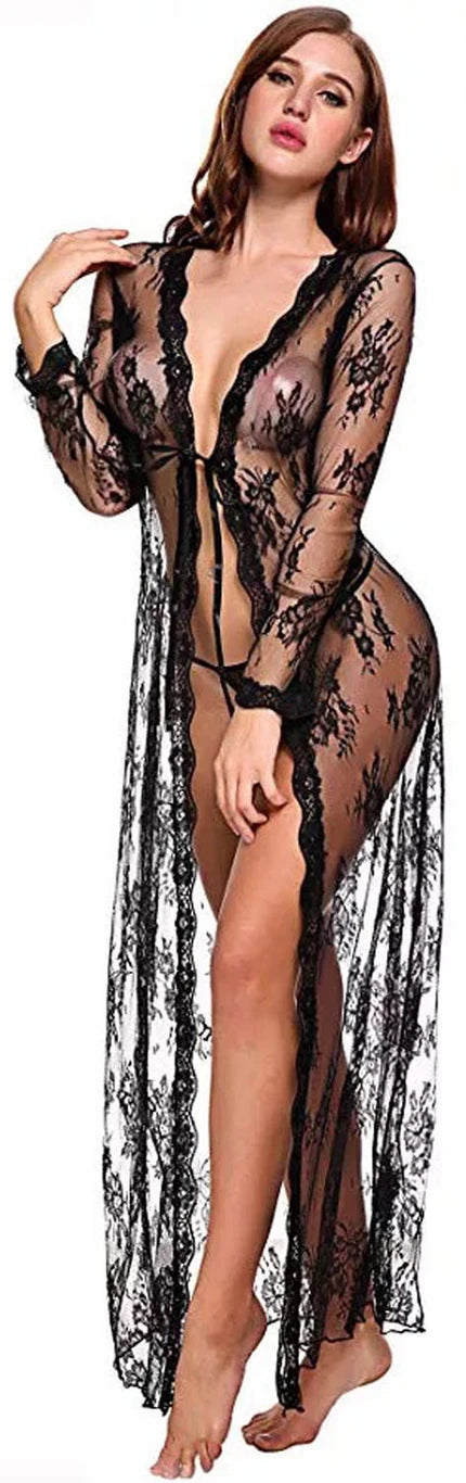 Pack of 3 Women Lace Robe & Lingerie Set
