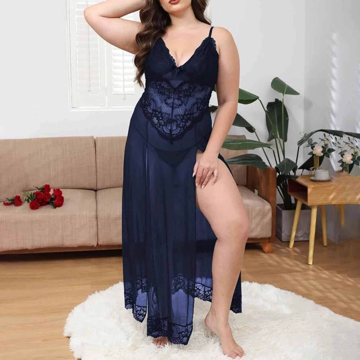 Women Lace Nightdress | Plus Size Long Gown