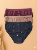 Pack of 3 - Heart & Butterfly Print Hipster Briefs