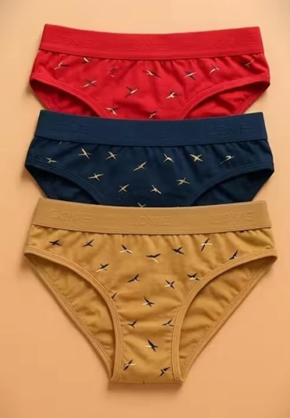 Pack of 3 - Bird Print High Coverage Briefs