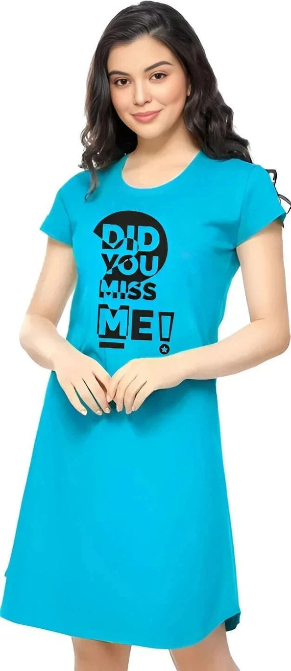 Women Printed Nightshirt | Cotton Night Dress