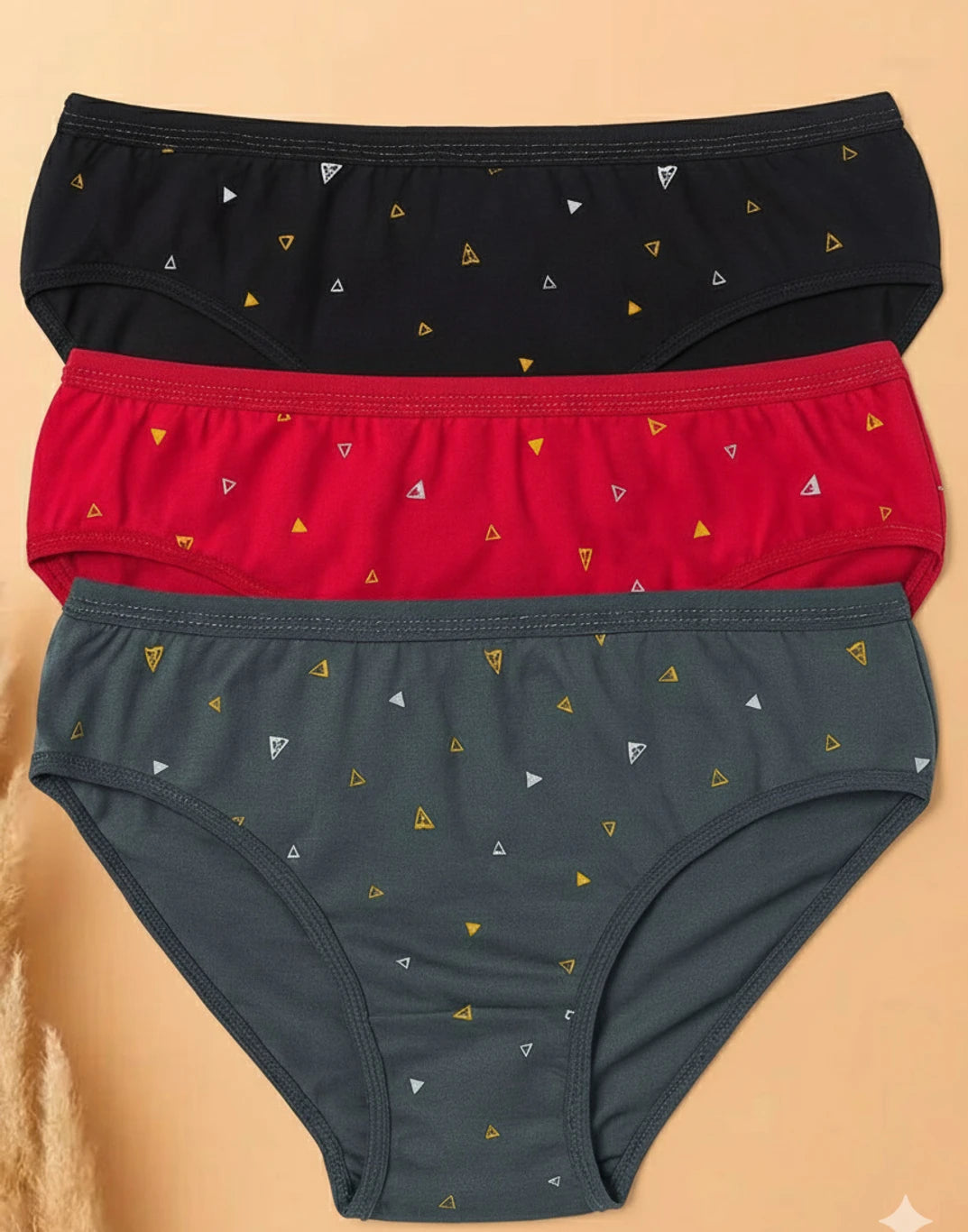 Pack of 3 - Colorful Triangle Print Hipster Briefs