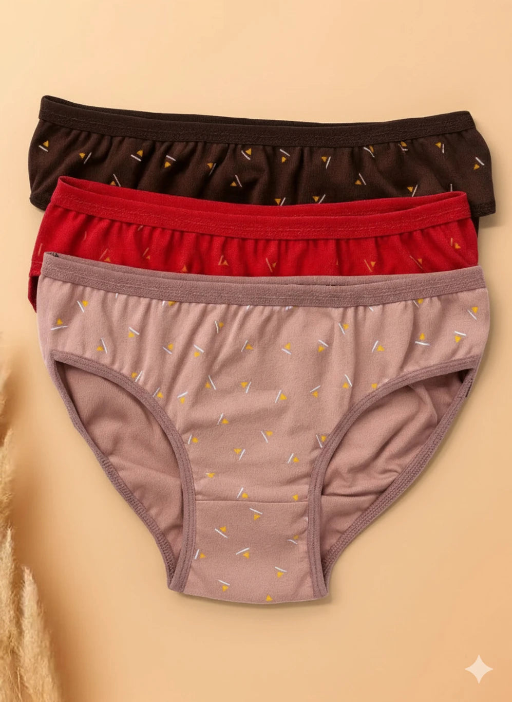 Pack of 3 - Triangle & Dash Print Hipster Briefs